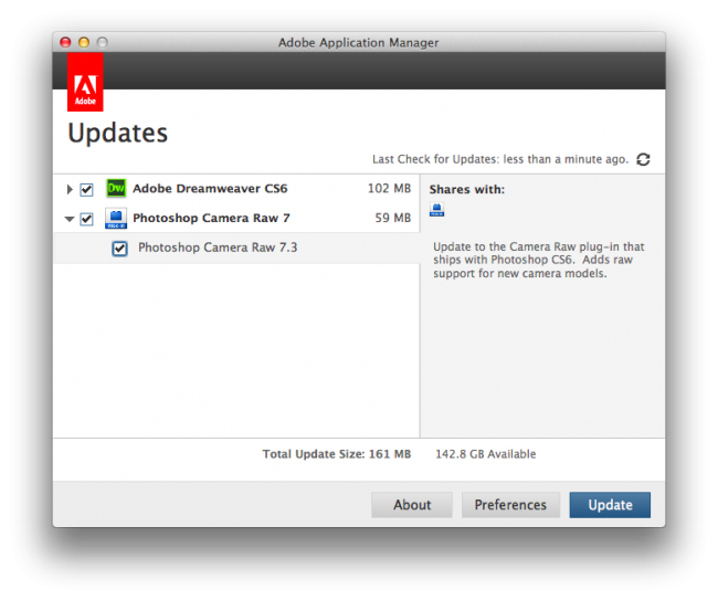 adobe cs6 camera raw update