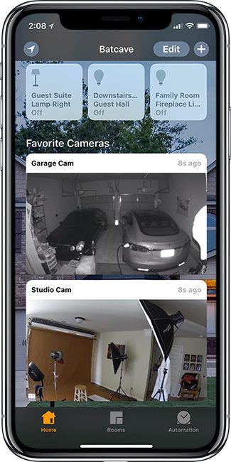 Logitech Logicircle 2 cams showing in the Apple Home App on iPhone X