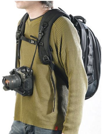 attach camera to backpack strap