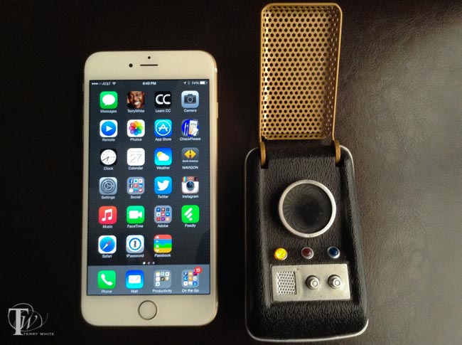 iPhone 6 Plus next to a Star Trek Communicator (T.O.S.)