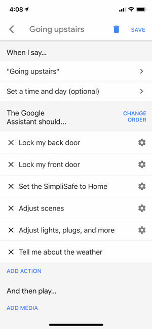 Google Home - Going Upstairs Routine