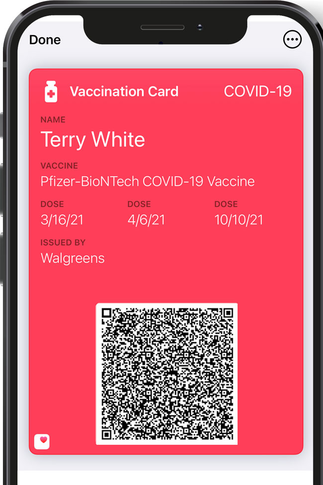 Carte de vaccination COVID-19 dans Apple Wallet