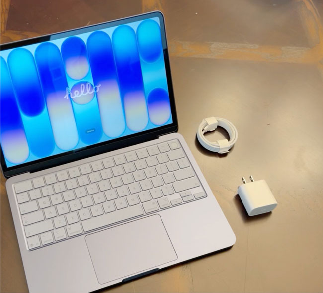 MacBook Neo in Indigo on my table